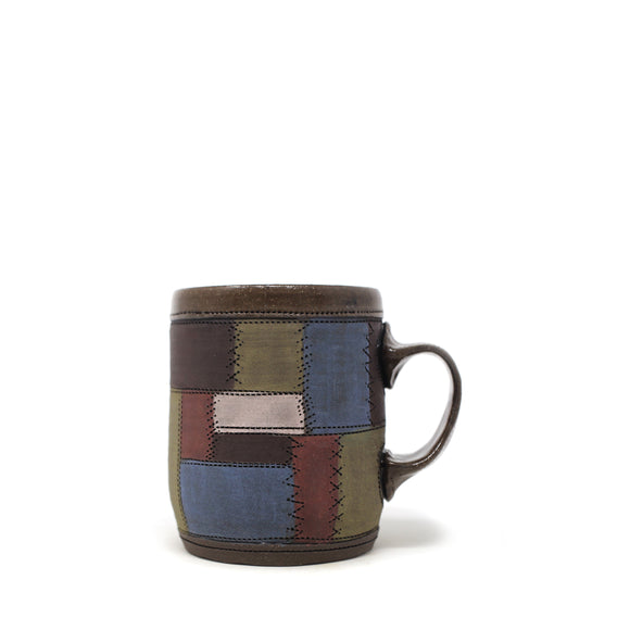 Patchwork Mug: Blue, Green + Burgundy